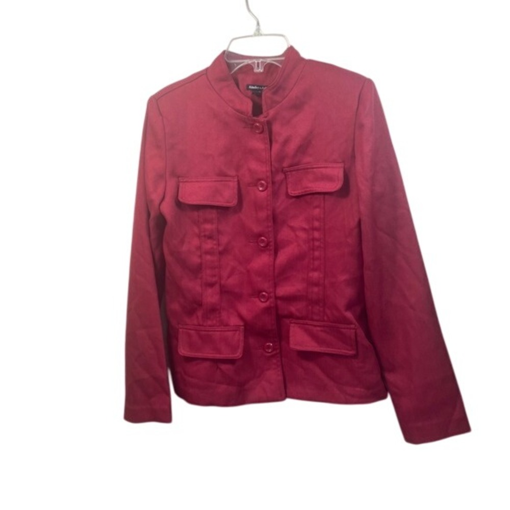 Ainsley & Aidan Blazer Jacket Button Front Pockets Career Wear Red Size S‎